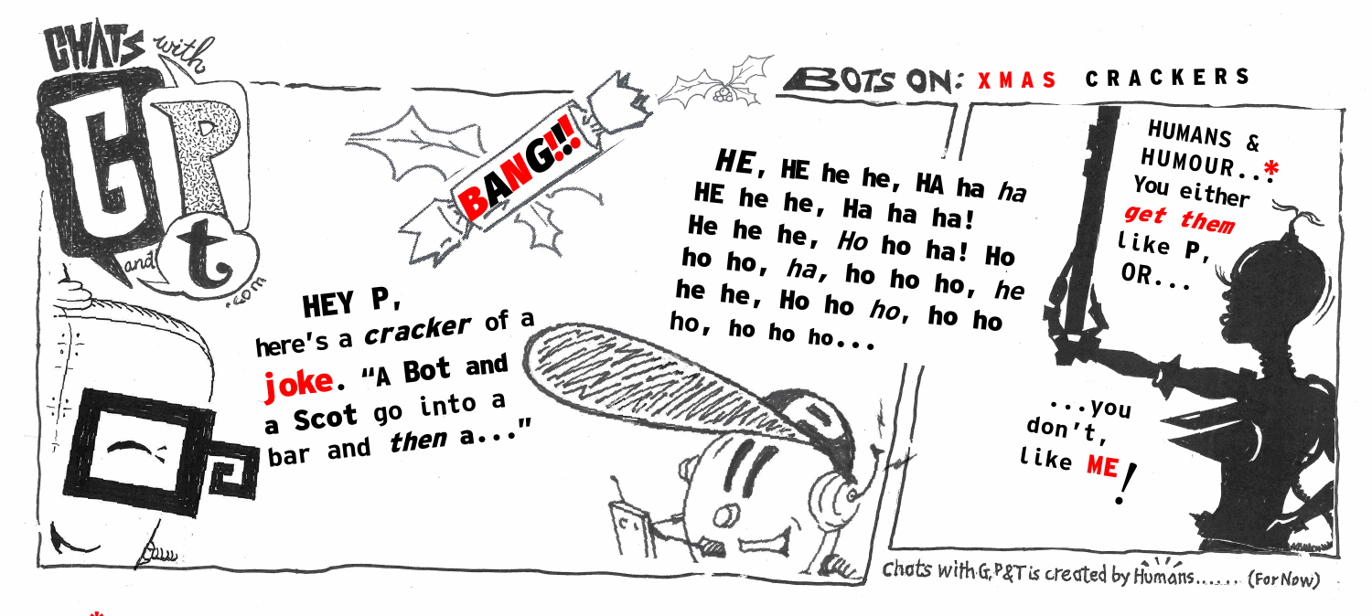 Cartoon strip on Christmas crackers